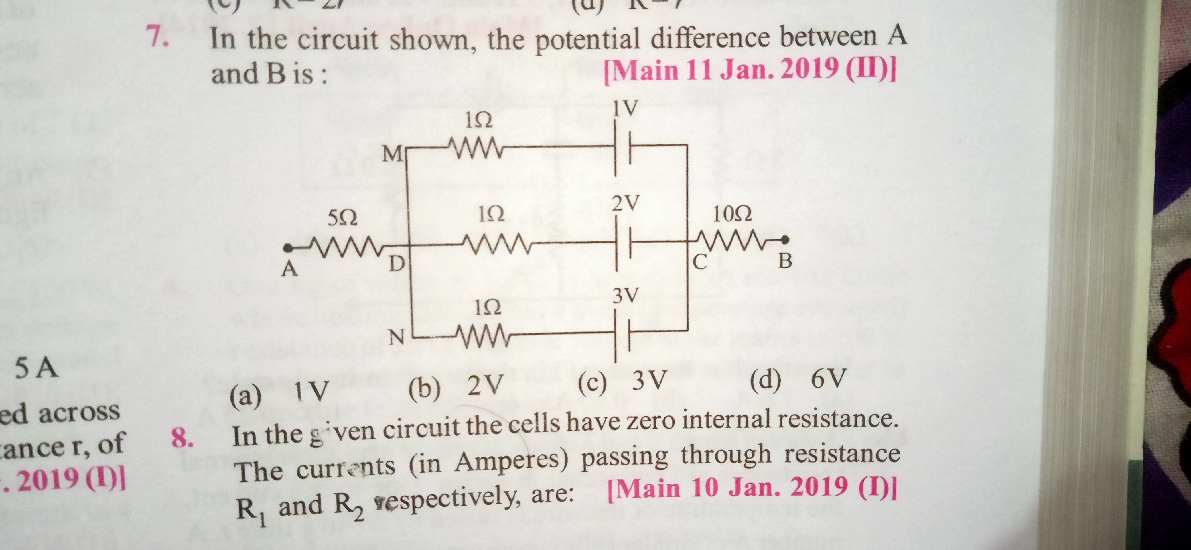 In the circuit shown, the potential difference between \( A \) and \( B ...