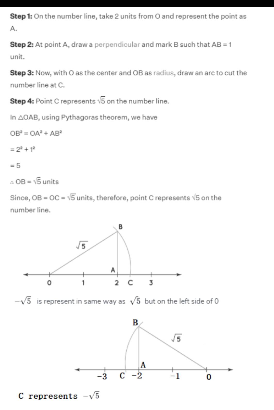 Represent √5 and -√5 on number line - Sarthaks eConnect | Largest ...