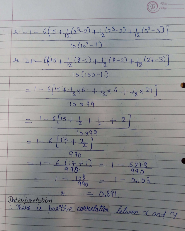 Calculate the Spearman's ranks correlation coefficient for the ...
